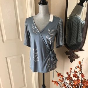 Lucky Brand Leaf Print Wrap Top, New with Tags